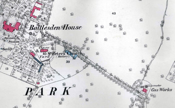 the 1882 map showing the gasometer and gas works
